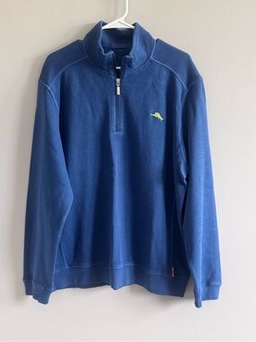 Tommy Bahama Relax Blue 1/4 Zip Pullover Sweatshirt Men's L